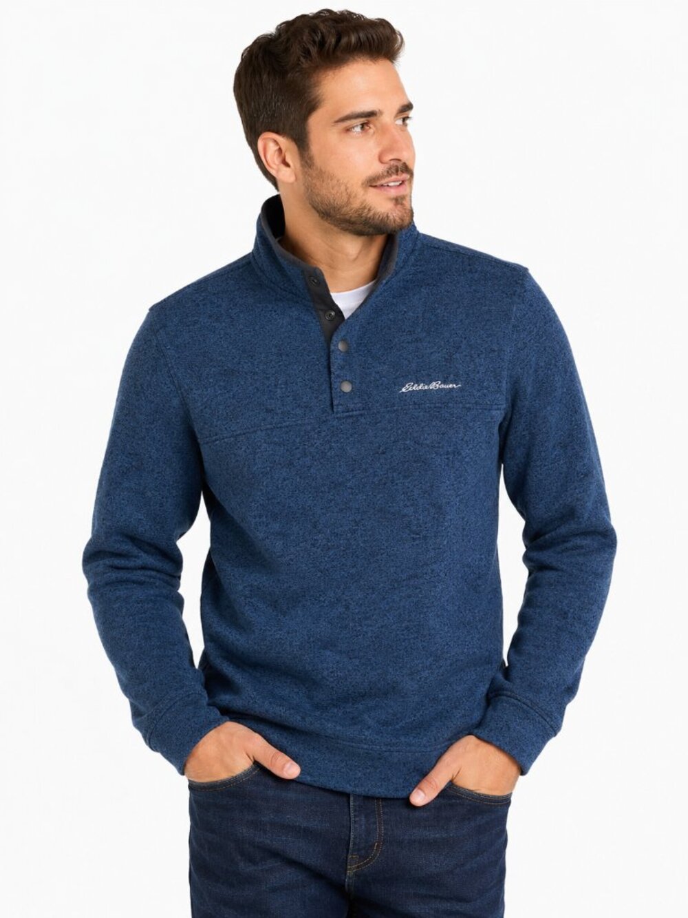 Eddie Bauer Radiator Fleece Snap Mock Pullover Blue Men's Size M